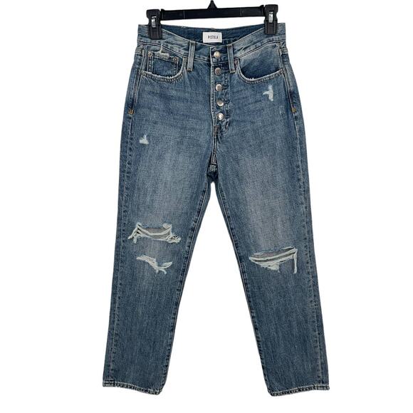 Pistola Jeans Charlie exposed button fly distressed straight size 25 NWOT - Picture 1 of 4